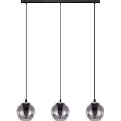 Eglo Ariscani Smoked Glass Triple Pendant Light Black