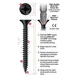Ulti-Mate II Stick-Fit Bugle Head Drywall Screw Black Phosphate