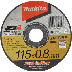 Makita Thin Cut Off Wheel 115 x 0.8 x 22mm