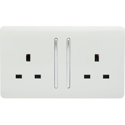 Trendiswitch White 2 Gang 13 Amp Switched Socket 2 Gang