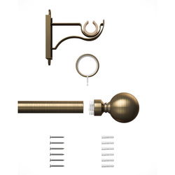 Rothley Curtain Pole Kit with Solid Orb Finials & Rings