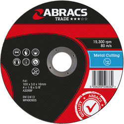 Abracs Trade Flat Metal Cutting Discs 100mm x 3mm x 16mm