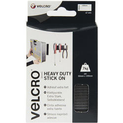 VELCRO® Brand Heavy Duty Stick On Strips 50mm x 100mm x 2 Sets Black