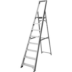 Lyte Industrial Platform Aluminium Step Ladder 8 Tread, Closed Length 2.56m