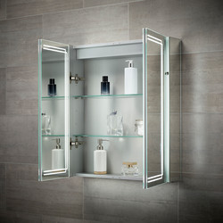 Sensio Harlow LED Mirror Bathroom Cabinet Double Door with Shaver ...