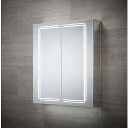 Sensio Harlow LED Mirror Bathroom Cabinet Double Door with Shaver Socket Cool White 700 x 600mm