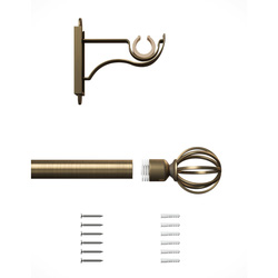 Rothley Curtain Pole Kit with Cage Orb Finials