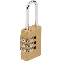 Sterling Sterling Brass Combination Padlock 30 x 4.8 x 27.3mm, 3 Dial - 62814 - from Toolstation
