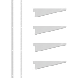 Rothley White Twin Slot Shelving Kit 1600mm Uprights (x2) & 120mm Brackets (x4)