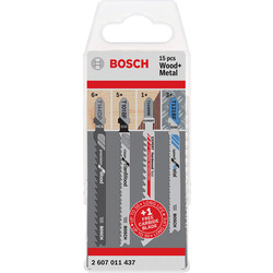 Bosch 15 Piece Mixed Wood and Metal Jigsaw Blade Set 