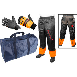 Rocwood / Starter Chainsaw Safety Kit Gloves, Chaps & Holdall