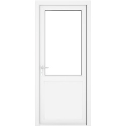 Crystal uPVC Single Door Half Glass Half Panel Right Hand Open In 890mm x 2090mm Clear Triple Glazed White