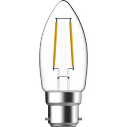 Energetic Lighting Energetic LED Filament Clear Candle Dimmable Lamp 4.8W BC 470lm - 63373 - from Toolstation