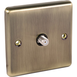 Wessex Electrical Antique Brass TV Point Satellite 1 Gang - 63385 - from Toolstation