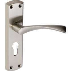 Eclipse Monza Door Handles Euro Lock Satin Nickel
