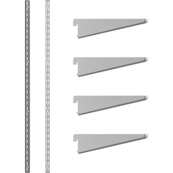 Rothley Krome Twin Slot Shelving Kit 1220mm Uprights (x2) & 120mm Brackets (x4)