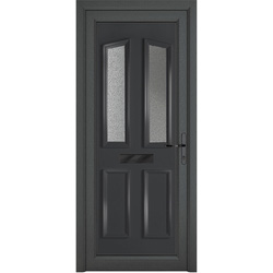 Crystal uPVC Front Door 4 panel 2 Glass Kensington Grey/White Left Hand 920 x 2090mm Obscure Glass 920 x 2090 x 70
