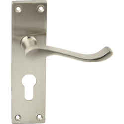 Lockworks / Lockworks Victorian Scroll Door Handle Euro Lock Satin Nickel