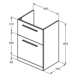 Ideal Standard i.life A Double Drawer Floor Standing Unit with Basin Matt Quartz Grey