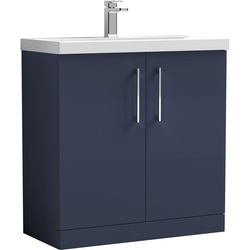 nuie Arno Double Door Floor Standing Vanity Unit Midnight Blue 800mm With Standard Basin