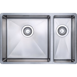 Unbranded Stainless Steel Large 1.5 Bowl Kitchen Sink Left Hand 660 x 440 x 190mm - 64691 - from Toolstation