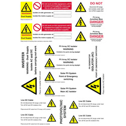 PV Solar Warning Labels Installation Sheet