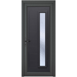 Crystal uPVC Front Door 1 Long Glass Monaco Grey/White Right Hand 920 x 2090mm Obscure Glass 920 x 2090 x 70