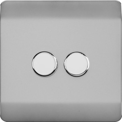 Trendiswitch Brushed Steel 2 Gang LED Dimmer Switch 2 Gang