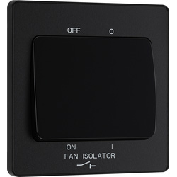 BG Evolve Matt Black (Black Ins) Fan Isolator Switch, 10A Triple Pole 