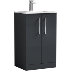 Nuie / nuie Arno Double Door Floor Standing Vanity Unit Soft Black 500mm With Minimalist Basin