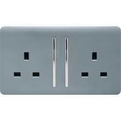 Trendiswitch / Trendiswitch Cool Grey 2 Gang 13 Amp Switched Socket 2 Gang