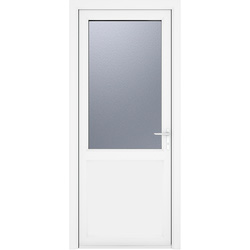 Crystal / Crystal uPVC Single Door Half Glass Half Panel Left Hand Open In 920mm x 2090mm Obscure Double Glazed White