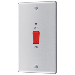 BG Brushed Steel 45A Double Pole Switch