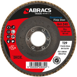 Abracs Abracs Trade Zirconium Flap Discs 115mm x 40G - 66966 - from Toolstation