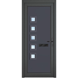 Crystal uPVC Front Door Contemporary 5 Glass Malaga Grey/White Left Hand 920 x 2090mm Obscure Glass 920 x 2090 x 70