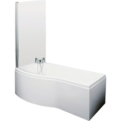 nuie B Shaped Shower Bath with Panel and Leg Set 1500mm Left Hand