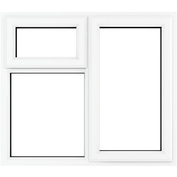 Crystal / Crystal uPVC Window Clear Glazing RH Side Hung Next To a Top Opener Over a Fixed Light 1190mm x 1040mm White