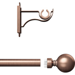 Rothley / Rothley Curtain Pole Kit with Solid Orb Finials Antique Copper 25mm x 1219mm