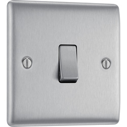 BG / BG Nexus Metal Brushed Steel Switch 20A 16AX Intermediate 1 Gang