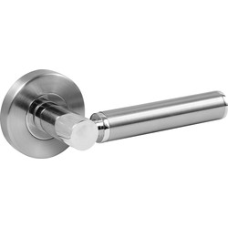 Titania Dual Tone Lever On Rose Door Handles Polished Chrome / Satin Nickel - 69302 - from Toolstation