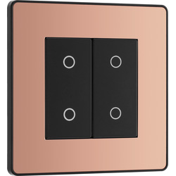 BG Evolve Polished Copper (Black Ins) 200W Double Touch Dimmer Switch, 2-Way Secondary 