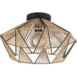 Eglo / Eglo Adwickle Ceiling Light Black/Natural