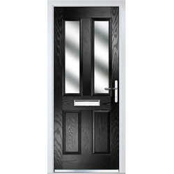 Crystal / Crystal Composite Door Four Square Two Glass Left Hand 920mm x 2055mm Obscure Glass Glazing Black