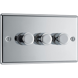 BG / BG Polished Chrome Dimmer Switch 3 Gang 400W