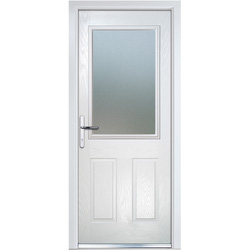 Crystal Composite Door Two Square Large Glass Right Hand 920mm x 2055mm Obscure Glass Glazing White