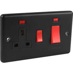Wessex Electrical Wessex Matt Black 45A DP Switch Switched Socket + Neon - 69923 - from Toolstation