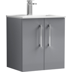 Nuie / nuie Arno Double Door Wall Hung Vanity Unit Satin Grey 500mm With Minimalist Basin