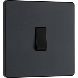 BG Evolve Matt Grey (Black Ins) Single Intermediate Light Switch, 20A 16Ax 