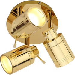 Spa Lighting / Scorpius Brass 3 Light Bathroom Spotlight IP44 GU10 Polished Brass