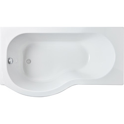 nuie P Shaped Shower Bath with Panel and Leg Set 1500mm Right Hand